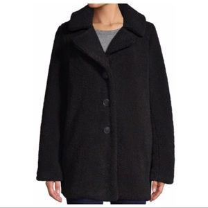 Laundry by Shelli Segal Black Faux Fur Teddy Coat